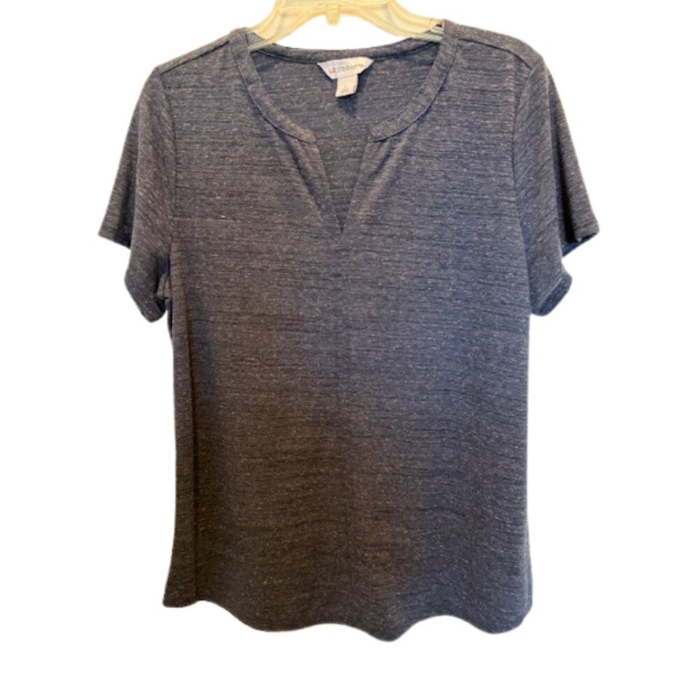 Liz Claiborne Tee Women's Size Large Navy V-Neck NWT